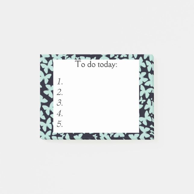 Blue Butterflies on Black Post IT Note Post-it Block (Framsida)