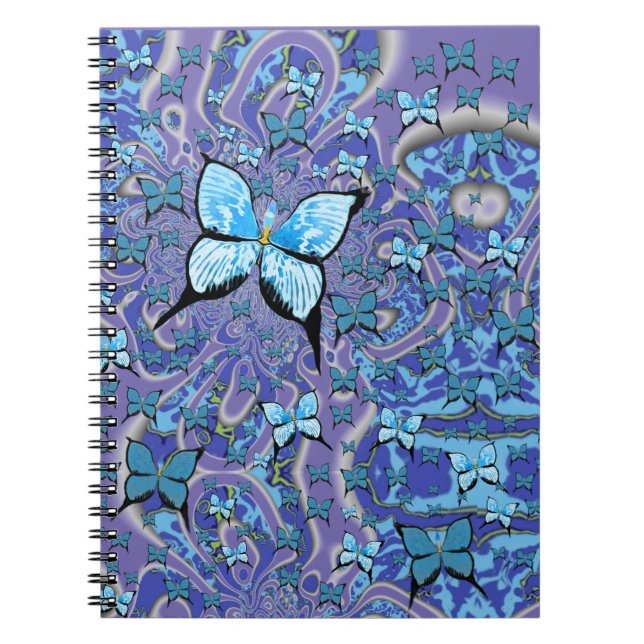 Blue Butterflies Psychedelic Dream Anteckningsbok (Framsidan)