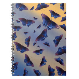 Blue Butterflies Sunrise Anteckningsbok Med Spiral
