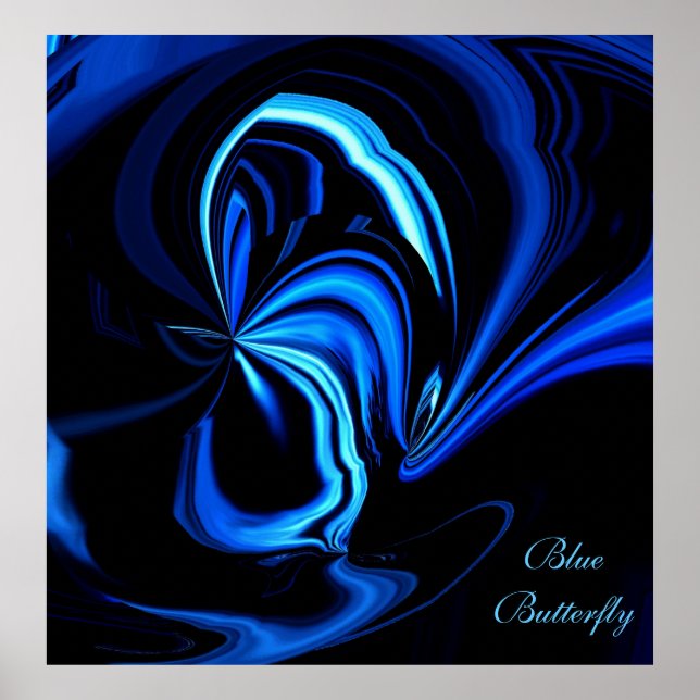 Blue Butterfly Abstrakt Poster (Framsidan)