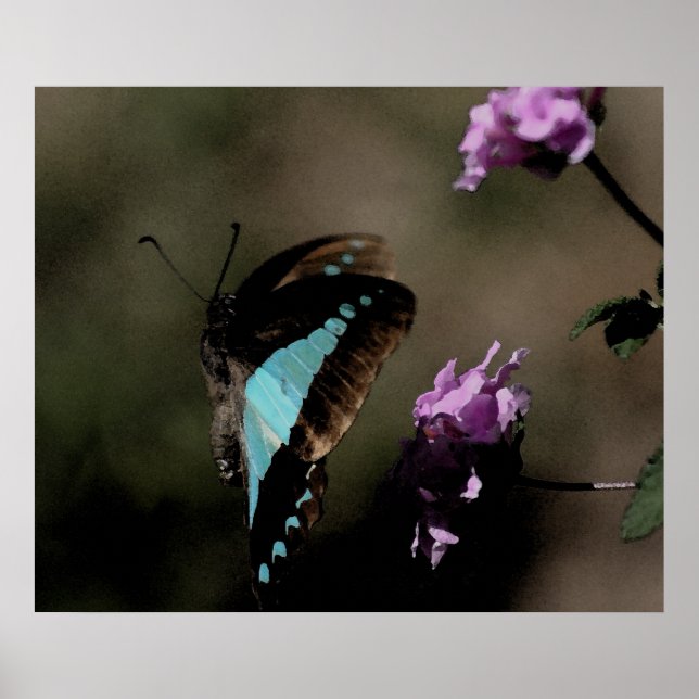 Blue Butterfly Abstrakt Poster (Framsidan)