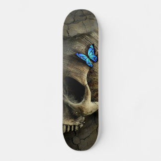 Blue Butterfly and Skull Mini Skateboard Bräda 18,5 Cm