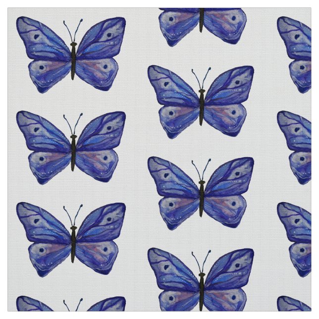 Blue Butterfly Anpassningsbar Polyester Poplin Fab Tyg (Provkarta)