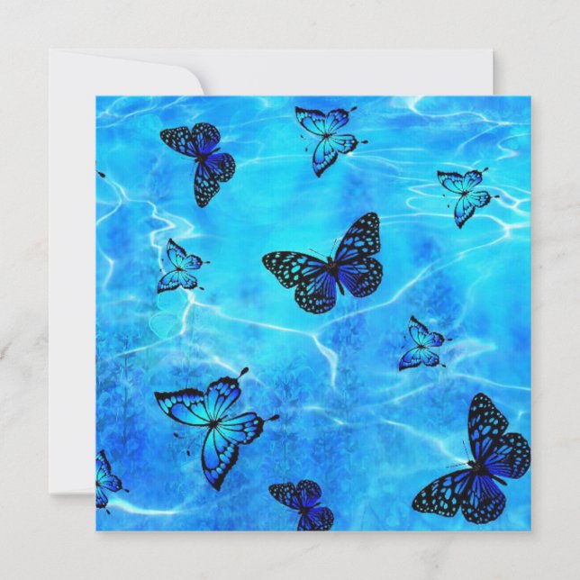 Blue Butterfly Anteckningskort (Framsida)