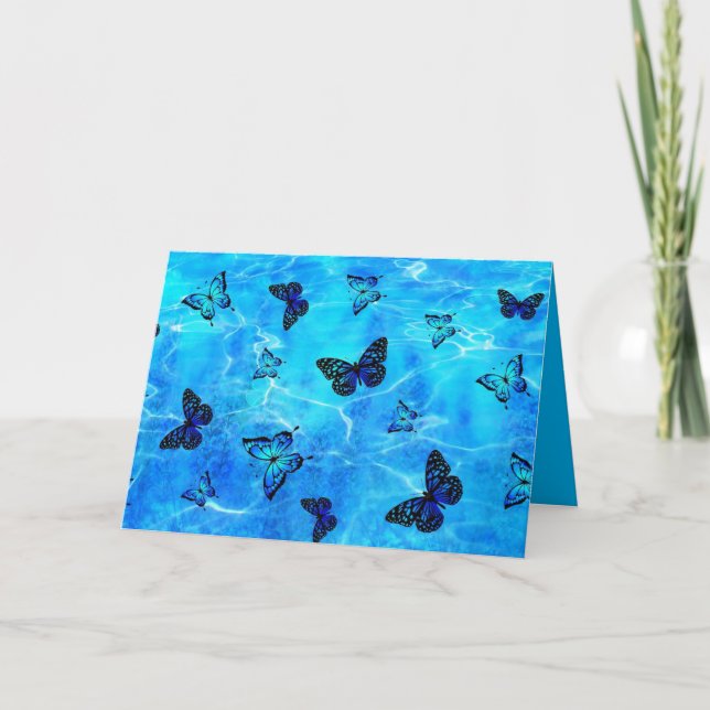 Blue Butterfly Anteckningskort (Framsida)
