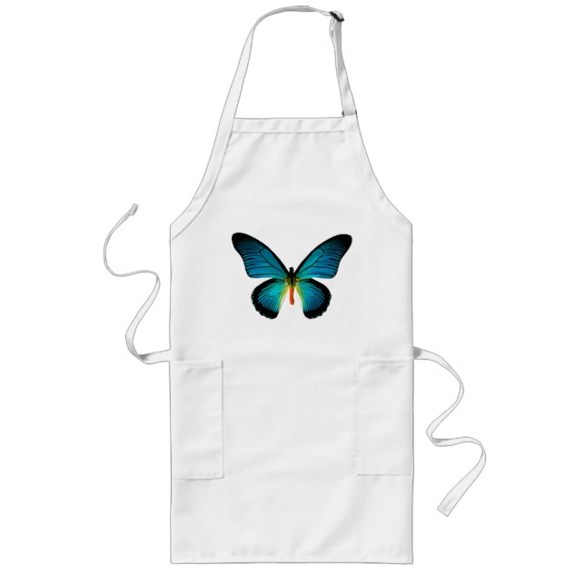 Blue Butterfly Apron Långt Förkläde (Framsidan)