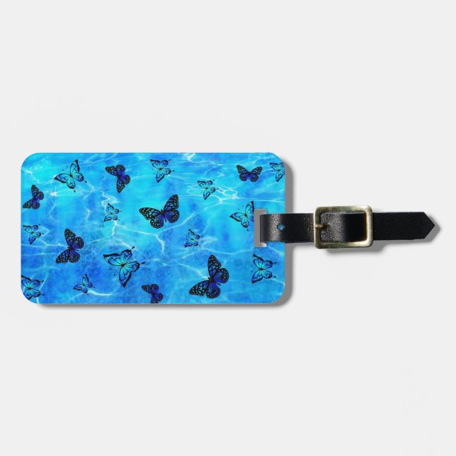 Blue Butterfly Bagagebricka (Horisontell Framsida)