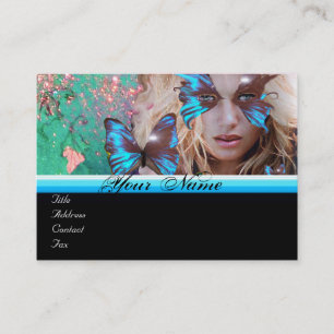 BLUE BUTTERFLY BEAUTY MAKEUP ARTIST monogram grönt Visitkort