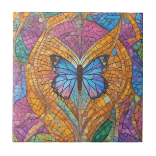 Blue Butterfly BeSnyc Mosaic Kakelplatta