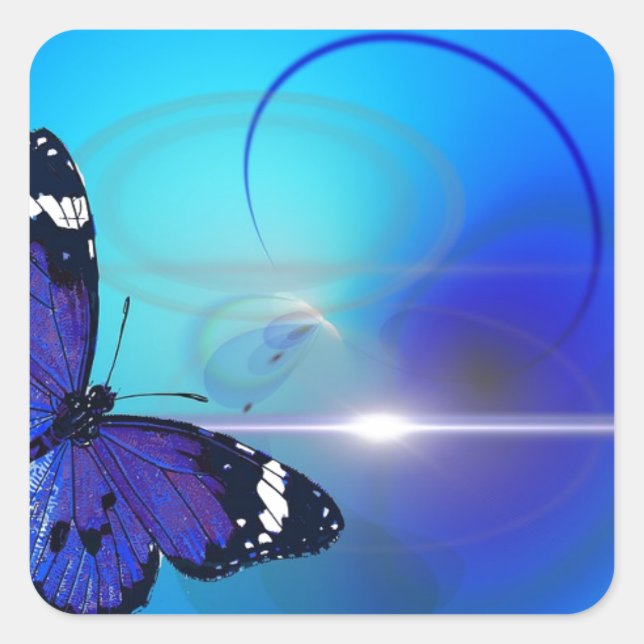 Blue Butterfly-bild Fyrkantigt Klistermärke (Framsida)