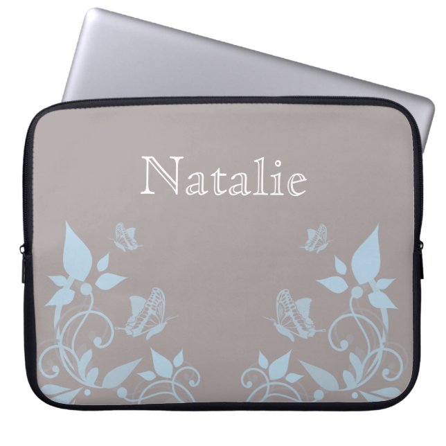 Blue Butterfly Blommigt Electronics Sleeve (Framsidan)