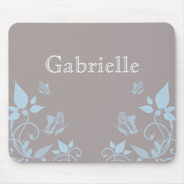 Blue Butterfly Blommigt Mousepad Musmatta (Framsidan)
