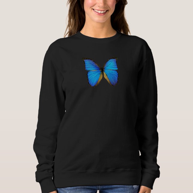 Blue Butterfly Blue Monarch Grunge Aesthetic T Shirt (Framsida)
