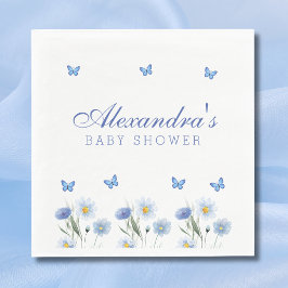 Blue Butterfly Boho Blommigt WildblomBaby Shower Pappersservett