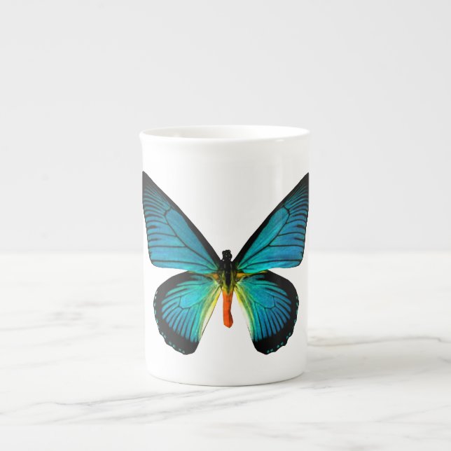 Blue Butterfly Bone China Mugg Benporslin Mugg (Framsidan)