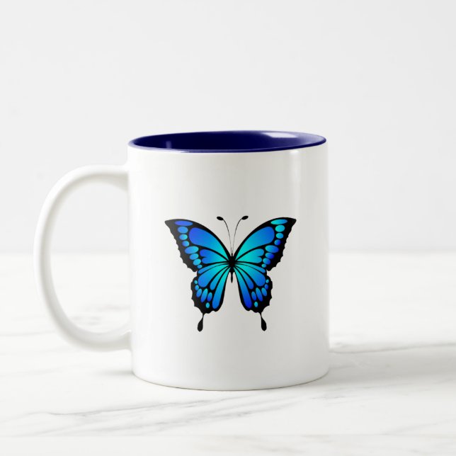 Blue Butterfly Ceramic Mugg (Vänster)