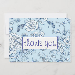 Blue Butterfly Chinoiserie Bröllop - tackkort Tack Kort