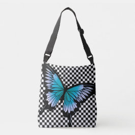 Blue Butterfly Classic Checker Kor Body Tote Bag Axelväska