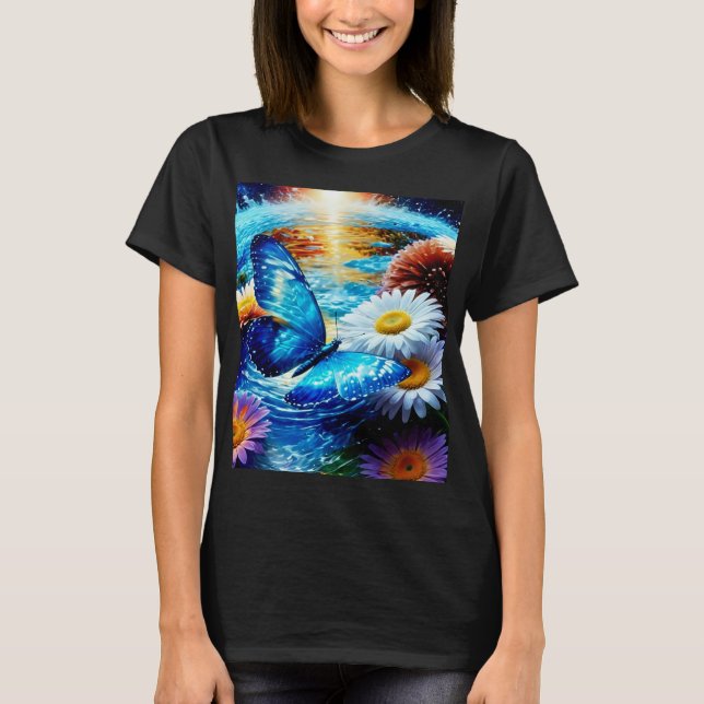 Blue Butterfly & Daisys T Shirt (Framsida)