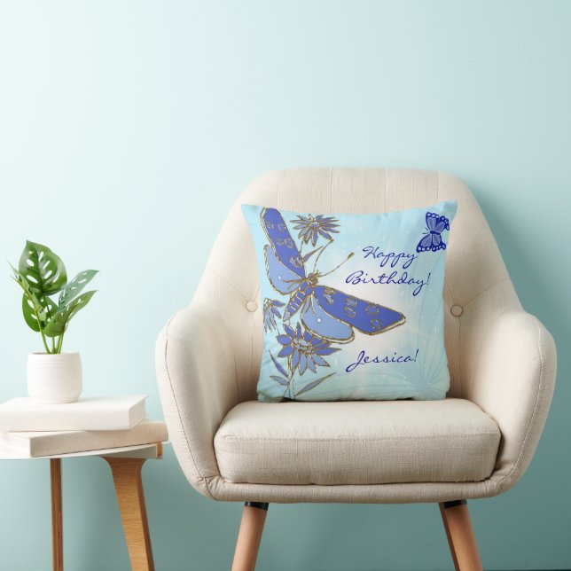 Blue Butterfly Dekorativ kudde (Stol)