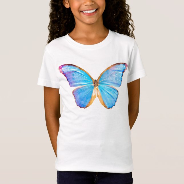 BLUE BUTTERFLY - Flickor T Shirt (Framsida)