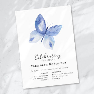 Blue Butterfly Funeral Inbjudningar