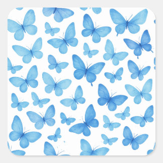 Blue Butterfly Fyrkantigt Klistermärke