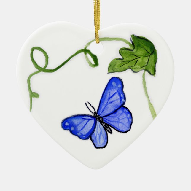 Blue Butterfly Garden Art Anpassningsbar Ornament  (Framsidan)