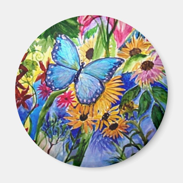 Blue Butterfly Garden Magnet (Framsidan)
