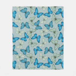 Blue Butterfly Garden Seamless Mönster Fleecefilt