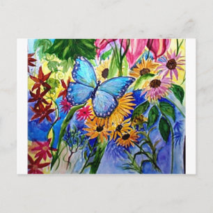 Blue Butterfly Garden Vykort