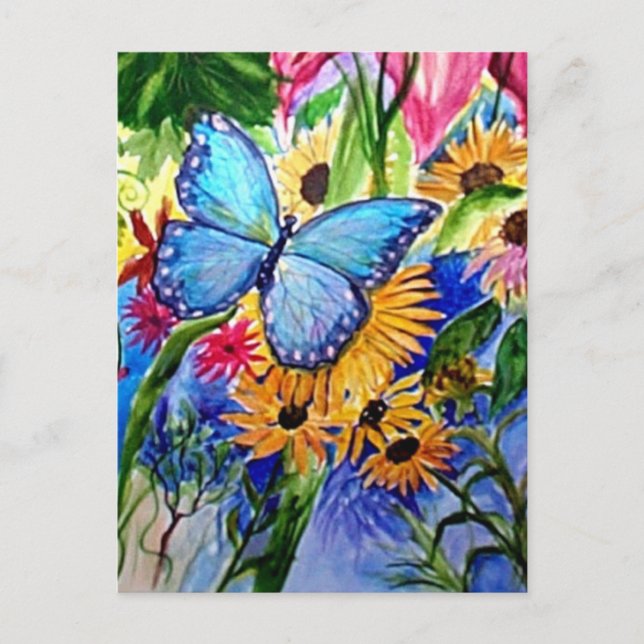 Blue Butterfly Garden Vykort (Framsida)