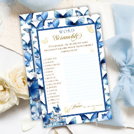 Blue Butterfly Guld Baby Shower Ord Scrame