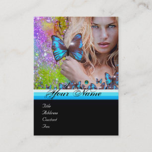 BLUE BUTTERFLY HAIR BEAUTY MAKEUP ARTIST monogram Visitkort