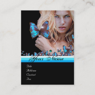 BLUE BUTTERFLY HAIR BEAUTY MAKEUP ARTIST monogram Visitkort