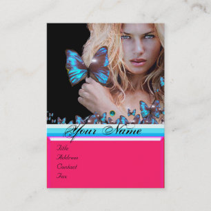 BLUE BUTTERFLY HAIR BEAUTY MAKEUP ARTIST monogram Visitkort