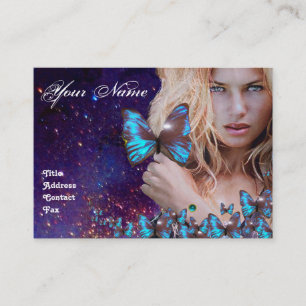 BLUE BUTTERFLY HAIR BEAUTY MAKEUP ARTIST monogram Visitkort