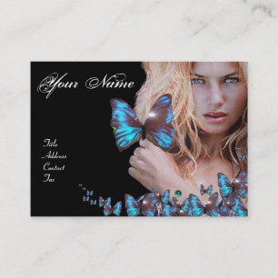 BLUE BUTTERFLY HAIR BEAUTY MAKEUP ARTIST monogram Visitkort