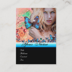 BLUE BUTTERFLY HAIR BEAUTY MAKEUP ARTIST monogram Visitkort