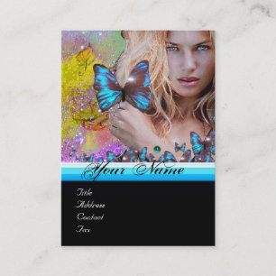 BLUE BUTTERFLY HAIR BEAUTY MAKEUP ARTIST monogram Visitkort