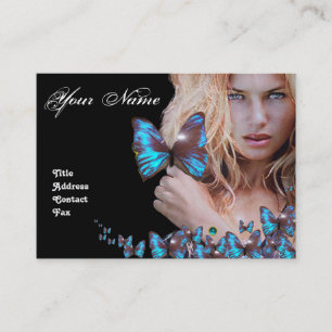 BLUE BUTTERFLY HAIR BEAUTY MAKEUP ARTIST monogram Visitkort