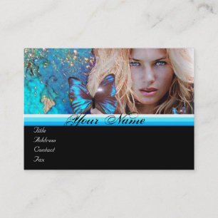 BLUE BUTTERFLY HAIR BEAUTY MAKEUP ARTIST monogram Visitkort