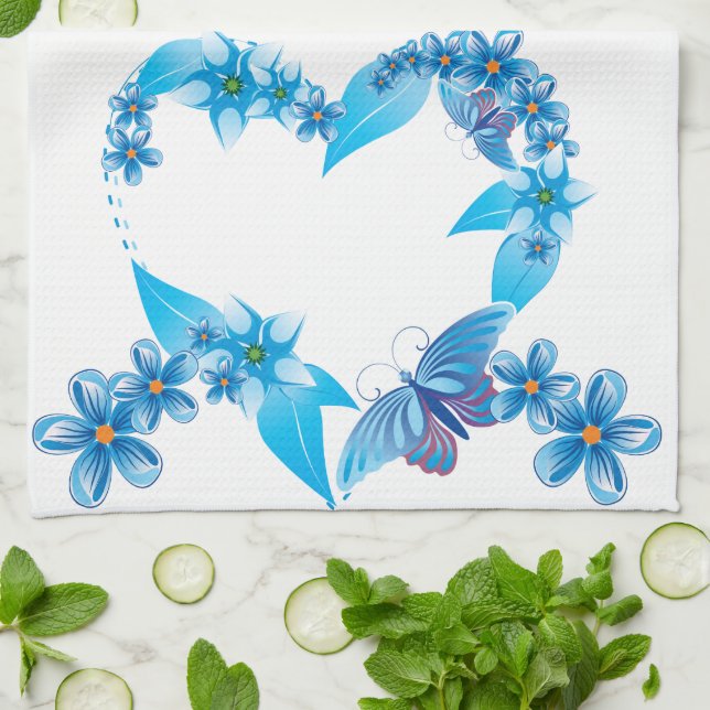 Blue Butterfly Heart American MoJo Kitchen towel Kökshandduk (Vikta)