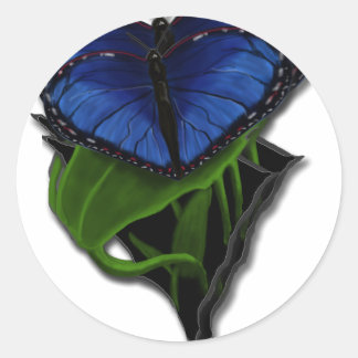 Blue Butterfly Heart Runt Klistermärke