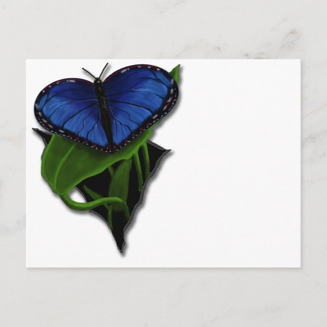 Blue Butterfly Heart Vykort (Framsida)