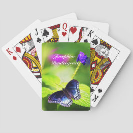 Blue Butterfly in blommigt setup Personalize Namn Casinokort