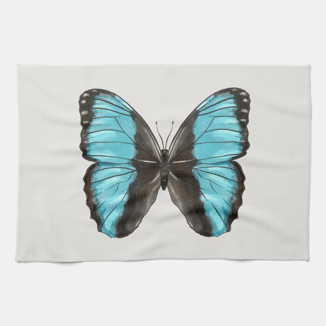 Blue Butterfly Insekt Art Nature Älskare Kökshandduk (Horisontell)