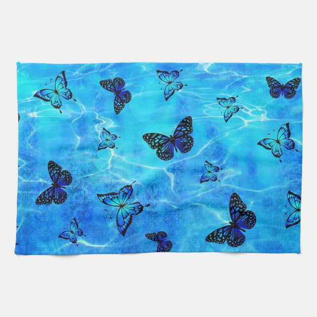 Blue Butterfly Kökshandduk (Horisontell)