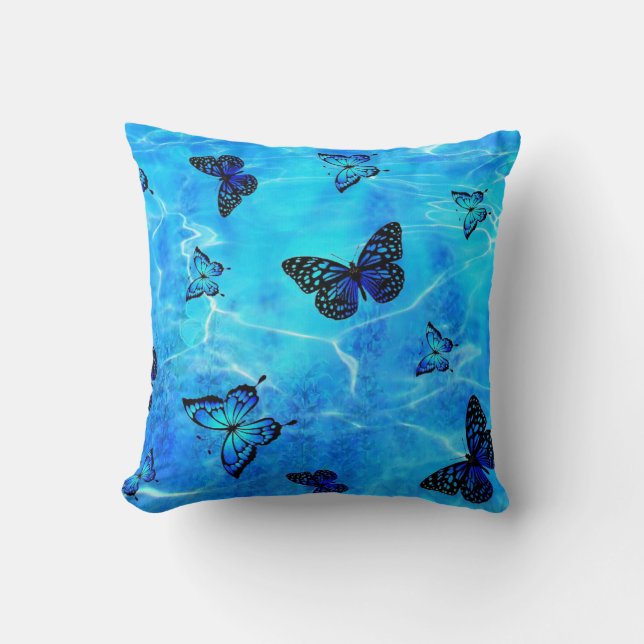 Blue Butterfly Kudde (Framsida)