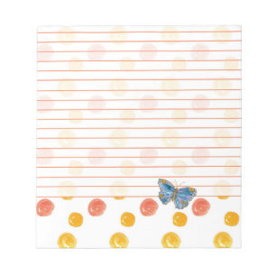 Blue Butterfly Lining Orange Polka dots Anteckningsblock